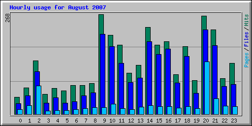 Hourly usage for August 2007