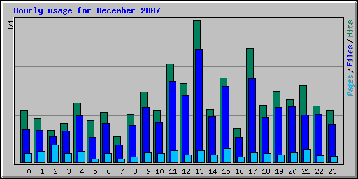 Hourly usage for December 2007