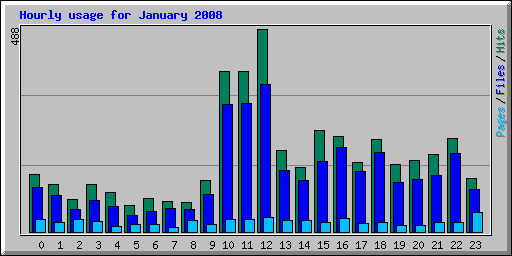 Hourly usage for January 2008